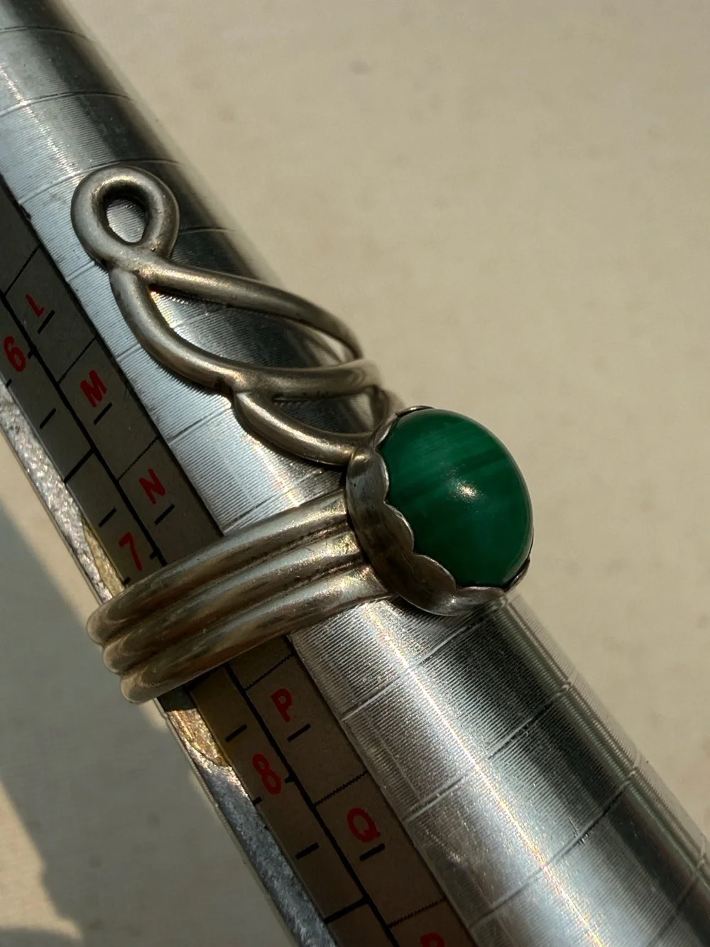 Sterling Silver Green Machalite Stone Ring size 8